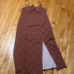 No Boundaries Brown and Pink Floral Maxi Dress